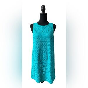 LOFT: Elegant Turquoise Lace Dress
